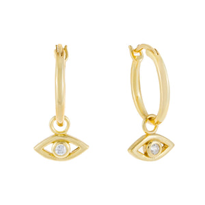 Gold CZ Open Evil Eye Huggie Earring - Adina Eden's Jewels