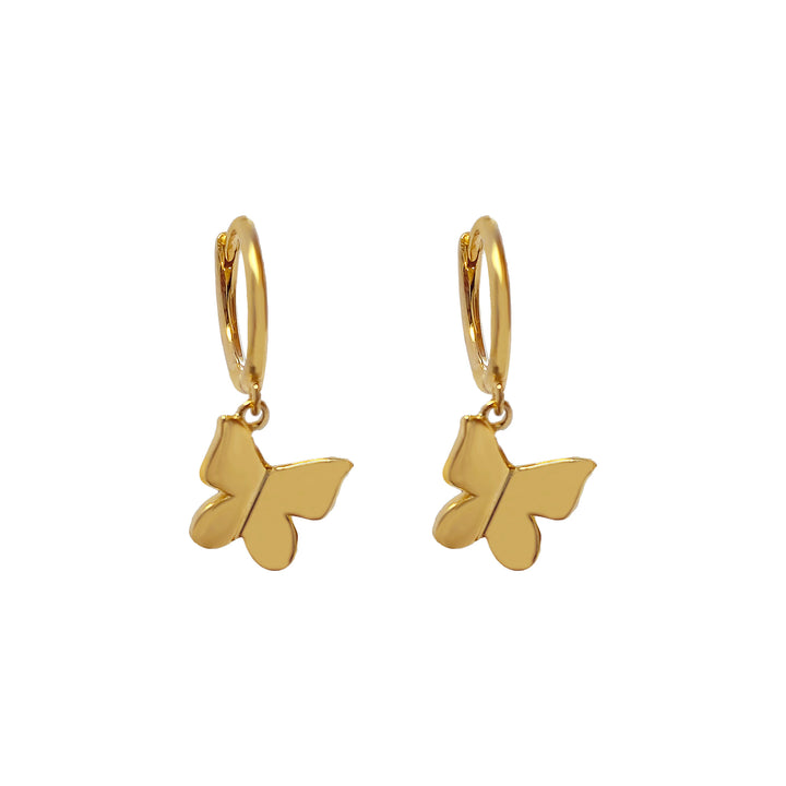 Gold Solid Butterfly Huggie Earring - Adina Eden's Jewels