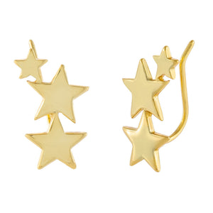 Gold Stars Ear Climber - Adina Eden's Jewels
