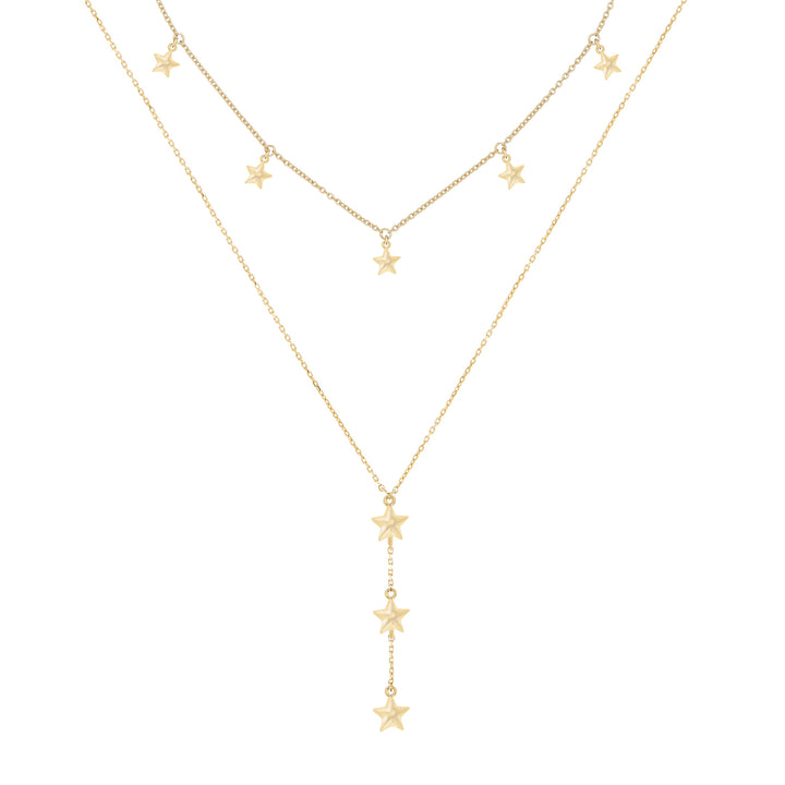Gold Stars Necklace X Lariat Combo Set - Adina Eden's Jewels