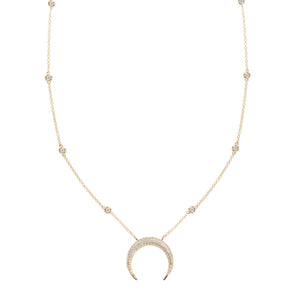 Gold CZ Cowhorn Necklace - Adina Eden's Jewels