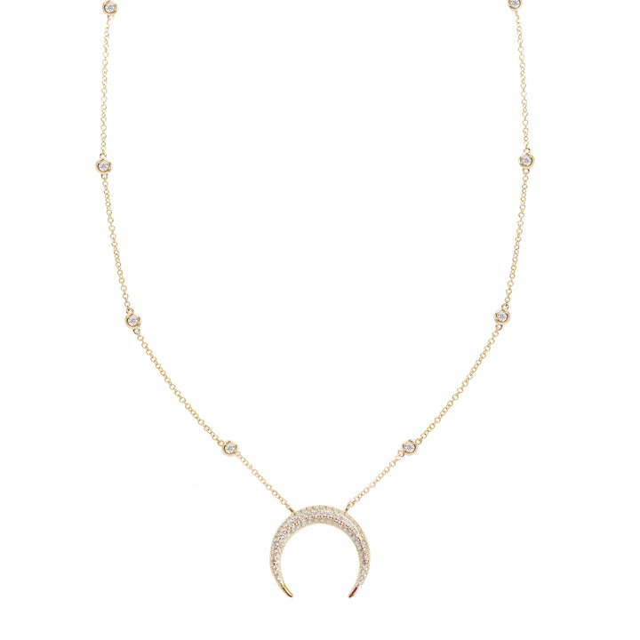 Gold CZ Cowhorn Necklace - Adina Eden's Jewels