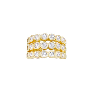 Gold Bezel Triple Row Ear Cuff - Adina Eden's Jewels