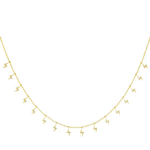 Gold Solid Dangling Lightning Bolts Necklace - Adina Eden's Jewels