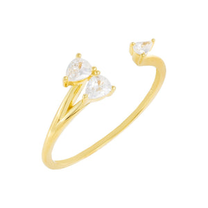 Gold CZ Open Teardrop Stone Ring - Adina Eden's Jewels