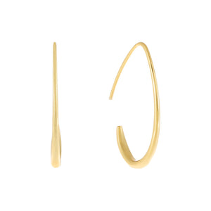 Gold Solid Threader Hoop Earring - Adina Eden's Jewels