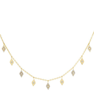 Gold Pavé Dangling Diamond Charms Necklace - Adina Eden's Jewels