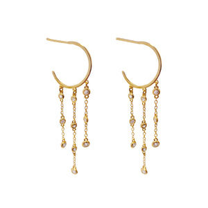 Gold Bezel Drop Hoop Earring - Adina Eden's Jewels