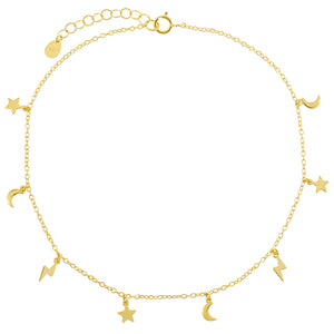 Gold Solid Celestial Anklet - Adina Eden's Jewels