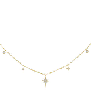 Gold CZ Starburst Charm Choker - Adina Eden's Jewels