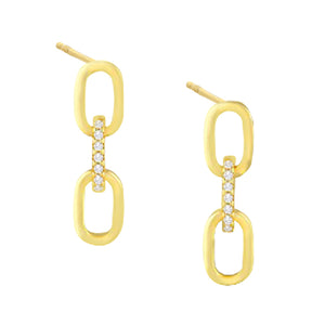 Gold CZ X Solid Link Stud Earring - Adina Eden's Jewels