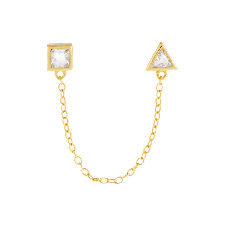 Gold Multi-Shape CZ Chain Stud Earring - Adina Eden's Jewels