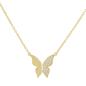 Gold Solid X CZ Butterfly Necklace - Adina Eden's Jewels