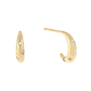 Gold CZ Crescent Hoop Earring - Adina Eden's Jewels
