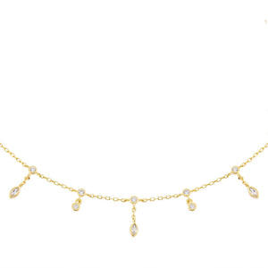 Gold CZ Bezel x Teardrop Dangling Choker - Adina Eden's Jewels
