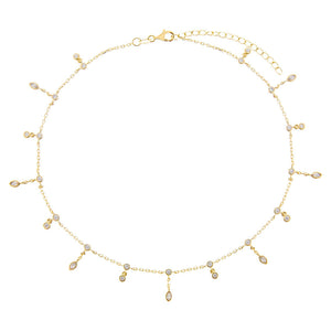  CZ Bezel x Teardrop Dangling Choker - Adina Eden's Jewels