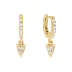 Gold Mini Pavé Spike Huggie Earring - Adina Eden's Jewels