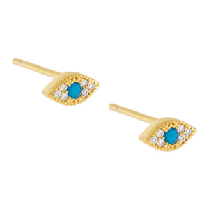 Turquoise CZ Evil Eye Stud Earring - Adina Eden's Jewels