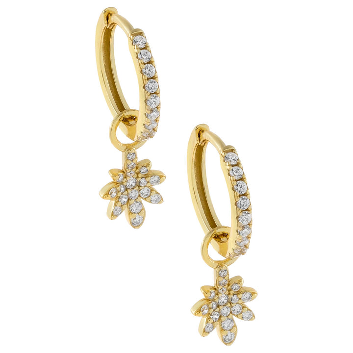 Gold CZ Starburst Huggie Earring - Adina Eden's Jewels