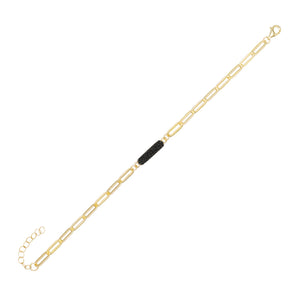 Onyx CZ Onyx Bar Link Bracelet - Adina Eden's Jewels