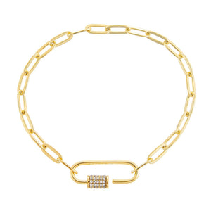 Gold Pavé Chain Toggle Bracelet - Adina Eden's Jewels
