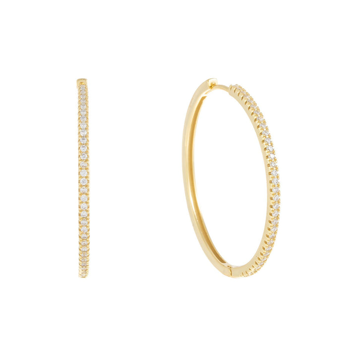 Gold / 35 MM CZ Hoop Earring - Adina Eden's Jewels