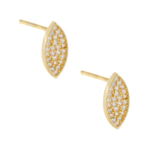Gold CZ Leaf Shape Stud Earring - Adina Eden's Jewels