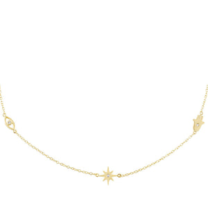Gold CZ Multi Charms Choker - Adina Eden's Jewels