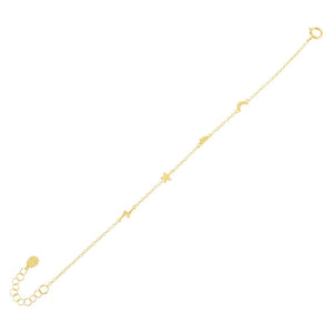 Gold Solid Multi Charms Bracelet - Adina Eden's Jewels