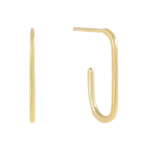 Gold Thin Solid Rectangular Open Hoop Earring - Adina Eden's Jewels