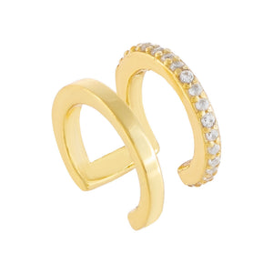Gold / Single Pavé X Solid Ear Cuff - Adina Eden's Jewels