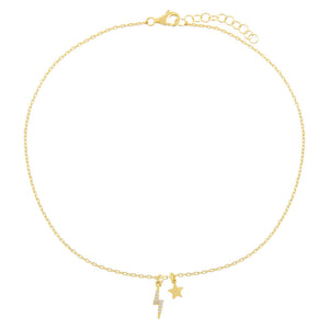 Gold Star X Lightning Anklet - Adina Eden's Jewels