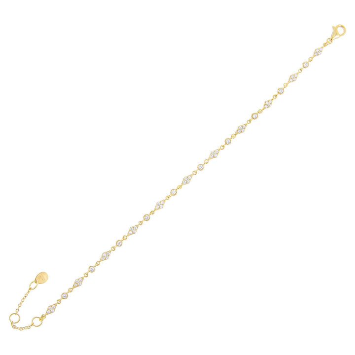 Gold Diamond X Round CZ Shape Bracelet - Adina Eden's Jewels