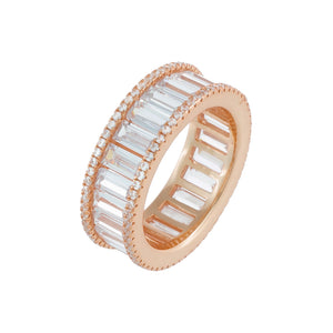 Rose Gold / 7 Pavé X Baguette Eternity Band - Adina Eden's Jewels