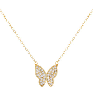 Gold Pavé Butterfly Necklace - Adina Eden's Jewels