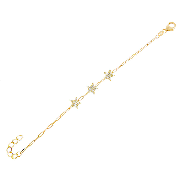 Gold Pavé Star Link Bracelet - Adina Eden's Jewels