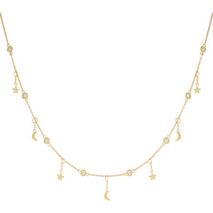 Gold Celestial Bezel Dangling Choker - Adina Eden's Jewels