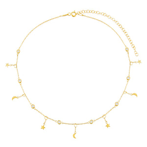  Celestial Bezel Dangling Choker - Adina Eden's Jewels