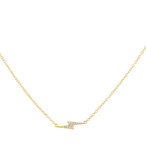 Gold CZ Lightning Bolt Necklace - Adina Eden's Jewels