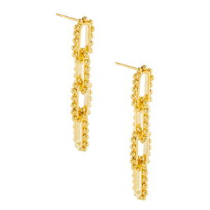 Gold Beaded Link Drop Earring - Adina Eden's Jewels