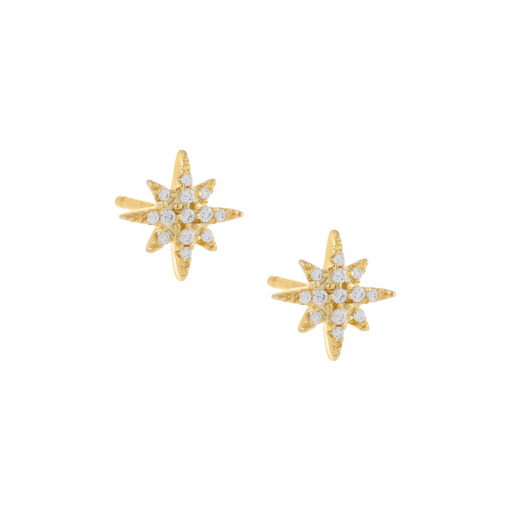 Gold / Pair Pavé Starburst Stud Earring - Adina Eden's Jewels