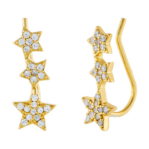 Gold CZ Stars Ear Climber - Adina Eden's Jewels
