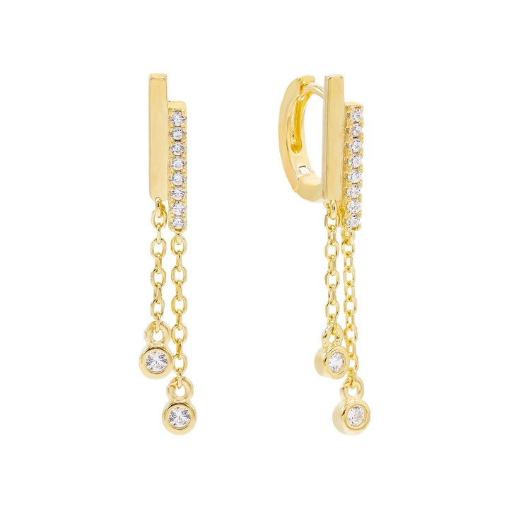 Gold Dangling Bezel Huggie Earring - Adina Eden's Jewels