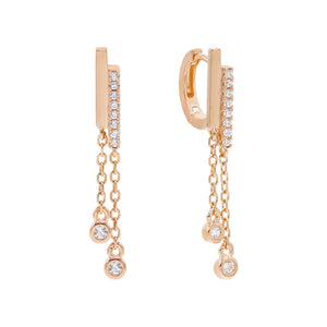 Rose Gold Dangling Bezel Huggie Earring - Adina Eden's Jewels