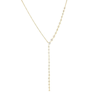 Gold Bezel One Sided Lariat - Adina Eden's Jewels