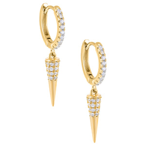 Gold Pavé Spike Huggie Earring - Adina Eden's Jewels