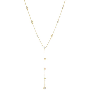 Gold Multi CZ Bezel Lariat - Adina Eden's Jewels