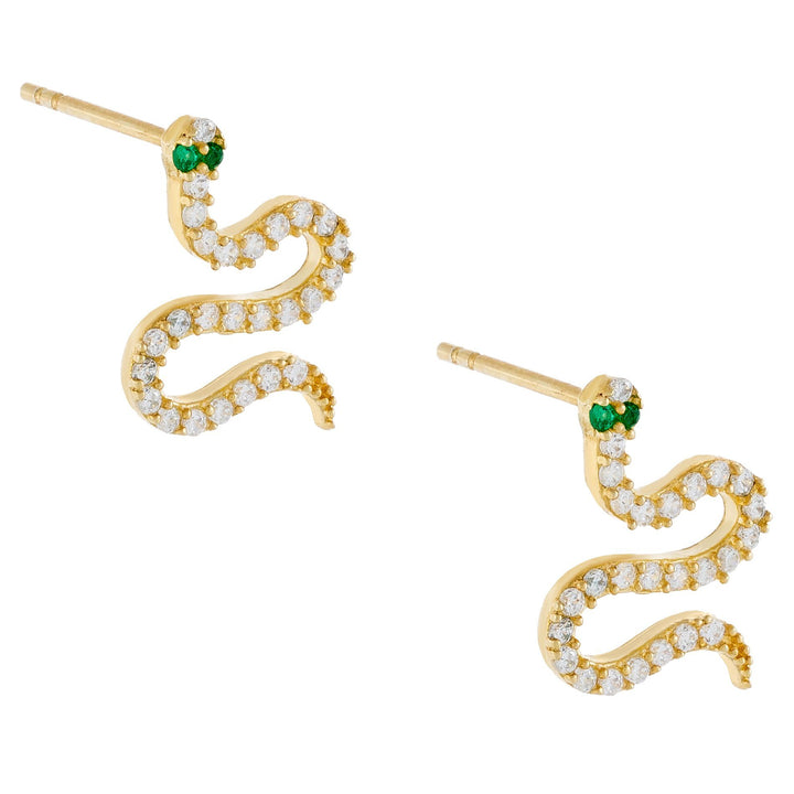 Gold Pavé Snake Stud Earring - Adina Eden's Jewels