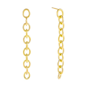 Gold Round Link Drop Stud Earring - Adina Eden's Jewels
