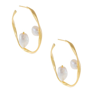 Pearl White Twisted Pearl Hoop Earring - Adina Eden's Jewels